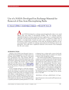 A Use of a NASA-Developed Ion Exchange Material for
