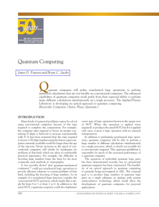 Q Quantum Computing James D. Franson and Bryan C. Jacobs