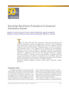 T Knowledge-Based Query Formulation for Integrated Information Systems