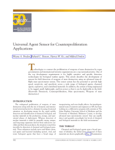 T Universal Agent Sensor for Counterproliferation Applications