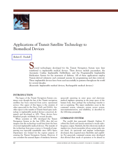S Applications of Transit Satellite Technology to Biomedical Devices Robert E. Fischell