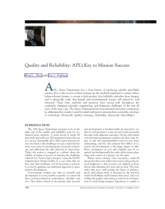 A Quality and Reliability: APL’s Key to Mission Success