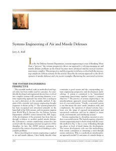 I Systems	Engineering	of	Air	and	Missile	Defenses Jerry A. Krill
