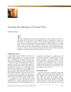 P Assessing the Adequacy of Ground Tests Stephen B. Rogers