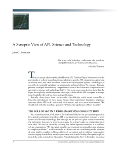 A Synoptic View of APL Science and Technology John C. Sommerer