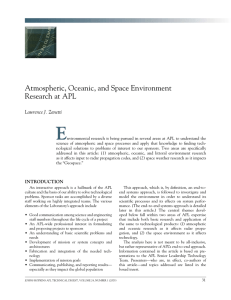 E Atmospheric, Oceanic, and Space Environment Research at APL Lawrence J. Zanetti