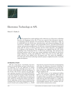 A Electronics Technology at APL Harry K. Charles Jr.