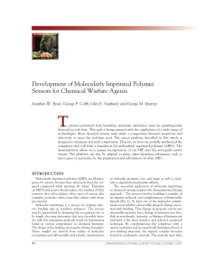 T Development of Molecularly Imprinted Polymer Sensors for Chemical Warfare Agents