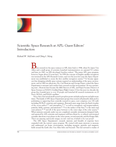 B scientific	space	research	at	ApL:	guest	editors’ introduction Richard W. McEntire and Ching-I. Meng