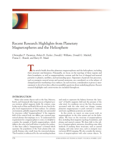 recent	research	highlights	from	planetary magnetospheres	and	the	heliosphere