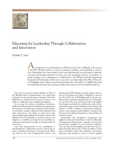 A educating	for	Leadership	Through	collaboration and	innovation Nicholas P. Jones
