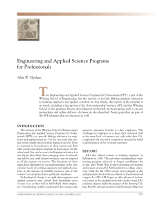 T engineering and Applied science programs for professionals Allan W. Bjerkaas