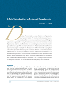 D A Brief Introduction to Design of Experiments