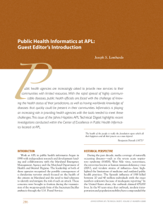 P Public Health Informatics at APL: Guest Editor’s Introduction
