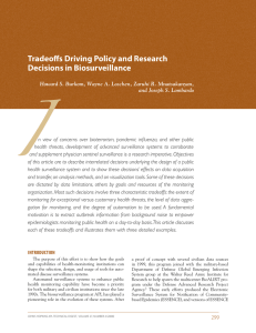 I Tradeoffs Driving Policy and Research Decisions in Biosurveillance