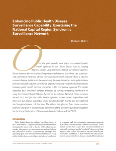 Enhancing Public Health Disease Surveillance Capability: Exercising the National Capital Region Syndromic