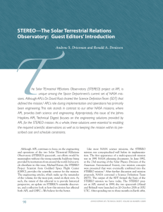 T STEREO—The Solar Terrestrial Relations Observatory:  Guest Editors’ Introduction