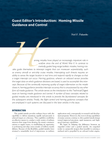 Guest Editor’s Introduction:  Homing Missile Guidance and Control