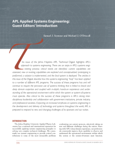 APL Applied Systems Engineering: Guest Editors’ Introduction