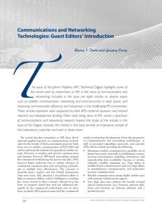Communications and Networking Technologies: Guest Editors’ Introduction