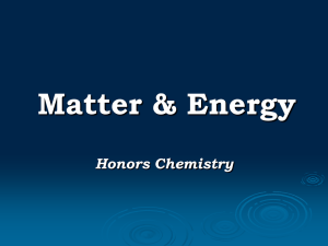 Matter &amp; Energy Honors Chemistry