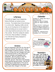 Calendar Literacy October 12-16, 2015