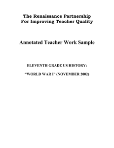 Annotated Teacher Work Sample  The Renaissance Partnership For Improving Teacher Quality