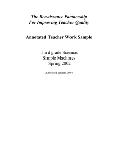 The Renaissance Partnership For Improving Teacher Quality  Annotated Teacher Work Sample