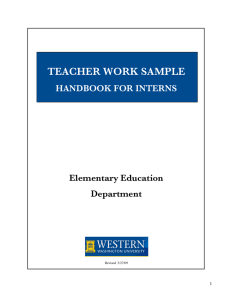 TEACHER WORK SAMPLE HANDBOOK FOR INTERNS Elementary Education Department