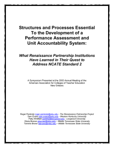 Structures and Processes Essential To the Development of a Performance Assessment and
