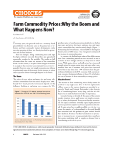 Farm Commodity Prices:Why the Boom and What Happens Now? F Pat Westhoff