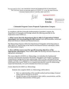 The University Senate recommends approval of GEOG 121, as per... Colonnade Implementation Committee dated April 2013.