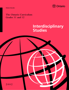 Interdisciplinary Studies The Ontario Curriculum Grades 11 and 12