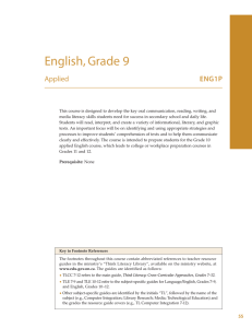 English, Grade 9 Applied ENG1P