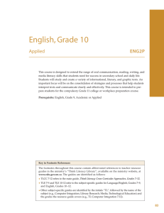 English, Grade 10 Applied ENG2P