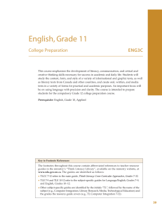 English, Grade 11 College Preparation ENG3C