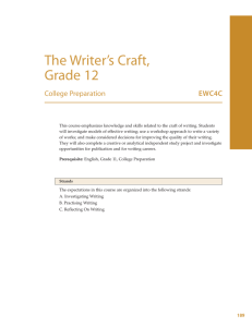 The Writer’s Craft, Grade 12 College Preparation EWC4C
