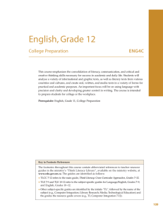 English, Grade 12 College Preparation ENG4C
