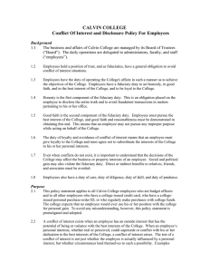CALVIN COLLEGE Conflict Of Interest and Disclosure Policy For Employees