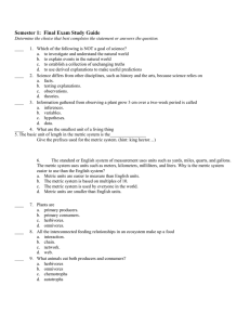 Semester 1:  Final Exam Study Guide