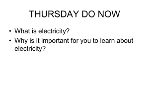 THURSDAY DO NOW • What is electricity? electricity?