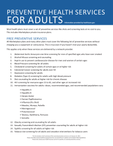 FOR ADULTS PREVENTIVE HEALTH SERVICES