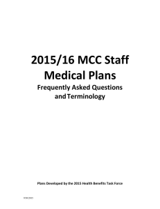 2015/16 MCC Staff Medical Plans Frequently Asked Questions