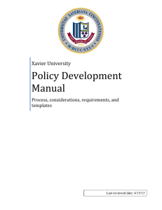 Policy Development Manual  Xavier University