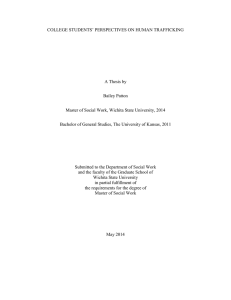 COLLEGE STUDENTS’ PERSPECTIVES ON HUMAN TRAFFICKING  A Thesis by Bailey Patton