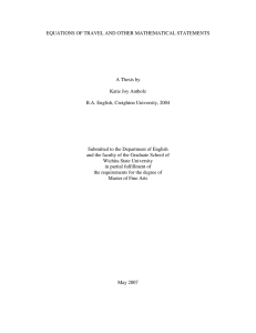 EQUATIONS OF TRAVEL AND OTHER MATHEMATICAL STATEMENTS  A Thesis by