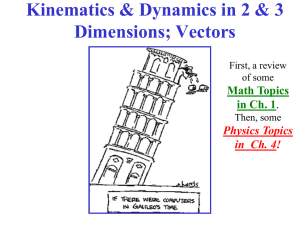 Kinematics &amp; Dynamics in 2 &amp; 3 Dimensions; Vectors Math Topics