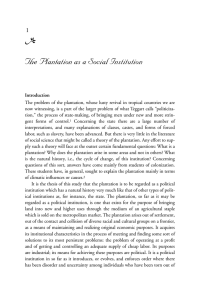 The Plantation as a Social Institution 1