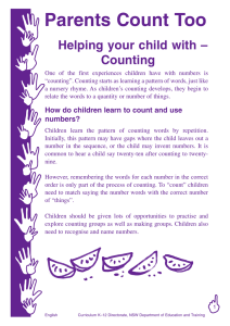 Parents Count Too Helping your child with – Counting