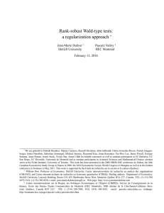 Rank-robust Wald-type tests: a regularization approach ∗ Jean-Marie Dufour